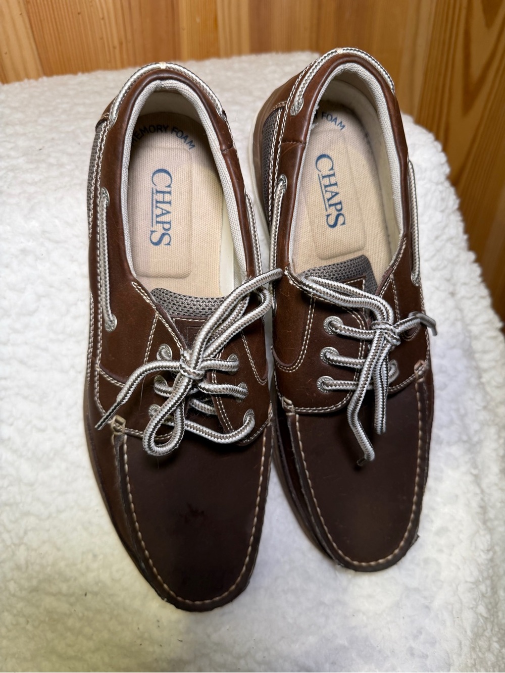 Chaps Men's Brown Leather Boat Shoes